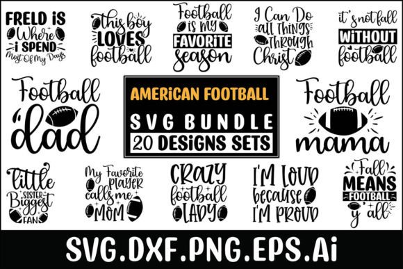 American Football SVG Designs Bundle: Graphics for Crafts & Content