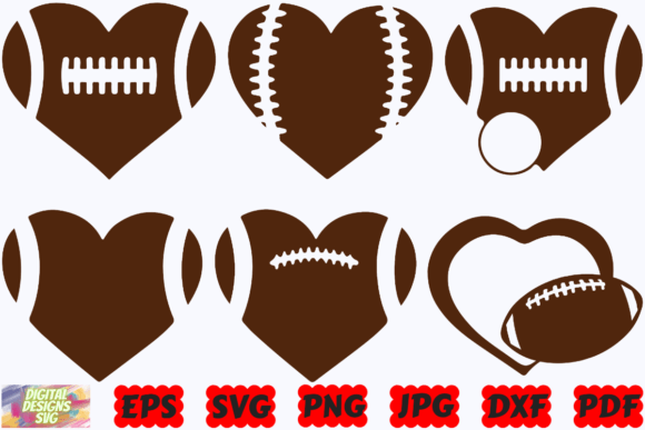Football Heart SVG Graphics for Crafts & Marketing