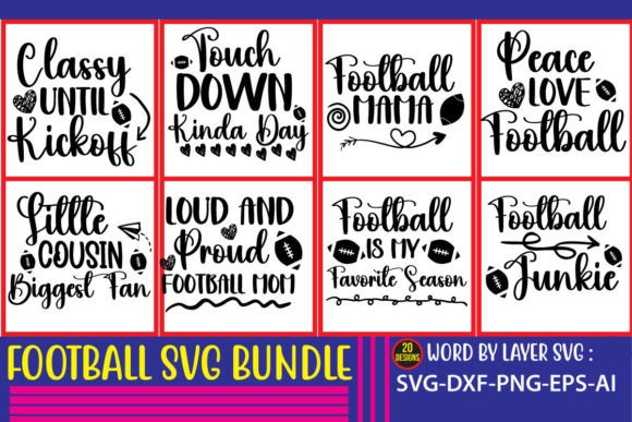 Football SVG BUNDLE, 20 Designs: Graphics for Crafts & Content